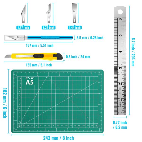 DIYSELF Exacto Knife Set, 2 Pcs Craft Knife with 40 Pcs Hobby Knife Replacement Blades, Hobby Knife Kit for Scrapbooking, Stencil, Fondant, Paper, Sharp Precision Knife for Art Carving - Image 7