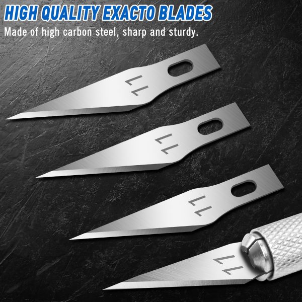 DIYSELF 100 PCS Exacto Knife Blades, SK5 Carbon Steel #11 Exacto Blades Refill Craft Art Knife Replacement Blades with Storage Case for Craft, Hobby, Scrapbooking, Stencil - Image 3