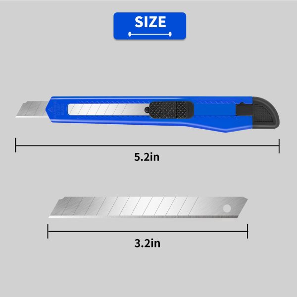 8 Pack Utility Knife Box Cutters (9mm Wide Blade Cutter 4 Colors) Box Cutter Retractable, Compact Utility Knives, Extended Use for Office, Craft, Razor Knife, Paper Knife, Disposable Box Opener - Image 6