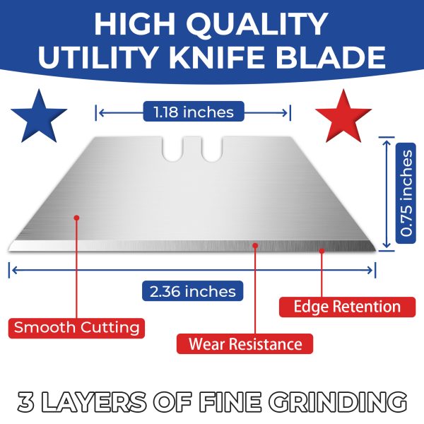 DIYSELF Utility Knife Blades 100 Pack, Box Cutter Blades Refills with Dispenser, Razor Blades Utility Knife Replacement Blades, Utility Blades for Box Cutter, Razor Knife Blades, Box Knife Blades - Image 5