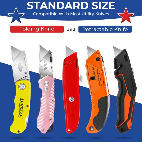 DIYSELF Utility Knife Blades 100 Pack, Box Cutter Blades Refills with Dispenser, Razor Blades Utility Knife Replacement Blades, Utility Blades for Box Cutter, Razor Knife Blades, Box Knife Blades - Image 7