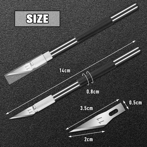 DIYSELF 2 Pack Exacto Knife for Crafting, Art, Hobby Knife for Fondant, Craft Knife Exacto, Precision Knife for Crafts, Leather, Art Knife Set, Exacting Knife Set with Extra 20 Blades #11(Black) - Image 7