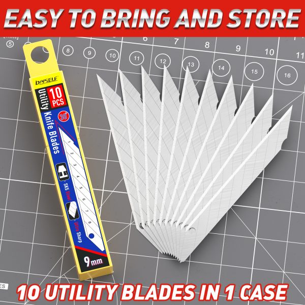 DIYSELF Utility Knife Blades, 50 Pack Box Cutter Blades, Box Cutter Blades Refills for 9mm Snap Blade Utility Knife, High Carbon Steel Blades for Box Cutters, 9mm Snap off Blades 30 Degrees - Image 7