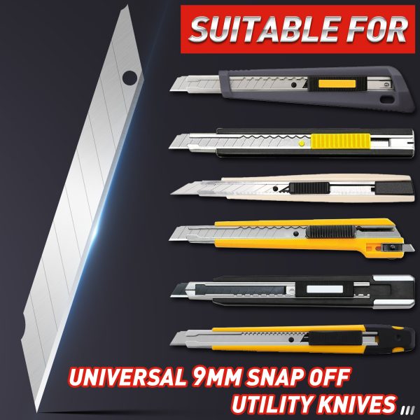 DIYSELF Utility Knife Blades, 50 Pack Box Cutter Blades, Box Cutter Blades Refills for 9mm Snap Blade Utility Knife, High Carbon Steel Blades for Box Cutters, 9mm Snap off Blades 30 Degrees - Image 6