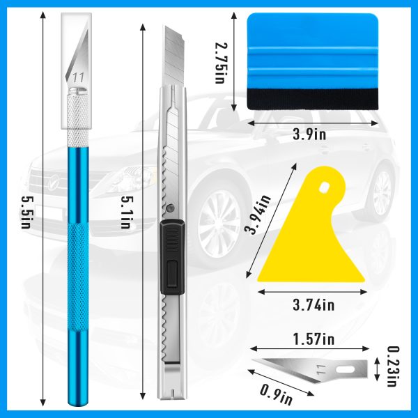 DIYSELF 14 PCS Window Tint Kit - Professional Automobile Window Tint Tools and Vinyl Wrap Tool Kit, Car Wrap Kit with Felt Squeegee for Vinyl - Image 7