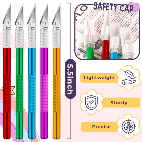 DIYSELF 20 Pack Exacto Knife, Exacto Knives Bulk, Craft Knife for Paper, Wood, Cardboard, Plastic, Stencil, Art, Clay, Hobby Knife with Exacto Knife Blades, Precision Knife - Image 6