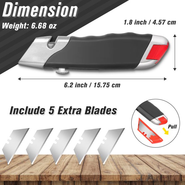 DIYSELF 10Pack Box Cutter, Rubber Handle Utility Knife, Box Cutter Retractable Heavy Duty, Box Cutter Knife for Boxes, cardboard, cartons, Razor Knife for Warehouse, Office, Shaop,Box Cutters Bulk - Image 6