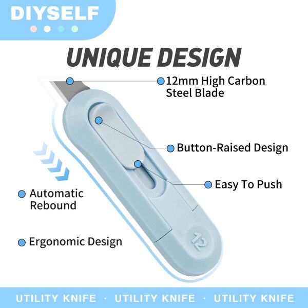 DIYSELF 16 Pack Box Cutter Utility Knife, Box Cutter Retractable, Letter Opener for Office, Cute Exacto Knife, Razor Knife, Automatic Rebound Box Cutters Bulk for Opening Gift Wrap and DIY Project - Image 6